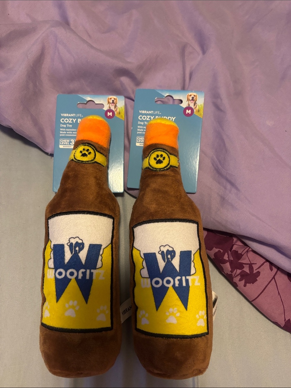 2 dog toy beer bottles NWT